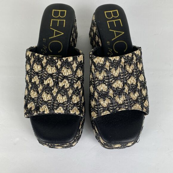 Beach Matisse Womens 8 Sandals Raffia Platform Clog Marble Black NEW Beach Y2K - Picture 2 of 7